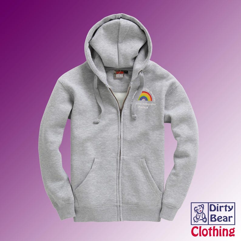 Personalized NHS Rainbow Zipped Hoodie, Healthcare Staff Gift-NHS rainbow clothing Gray