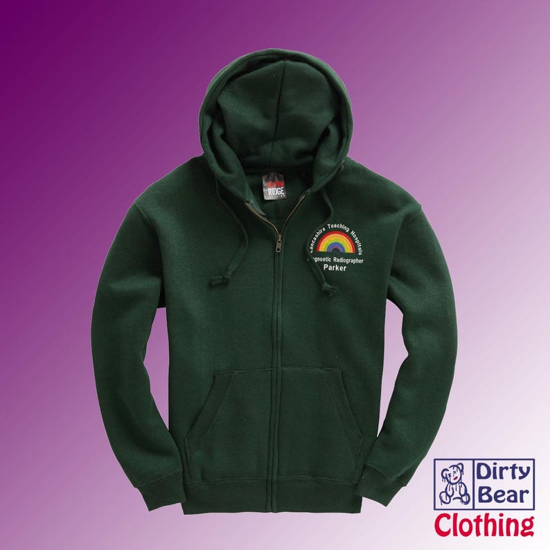 Personalized NHS Rainbow Zipped Hoodie, Healthcare Staff Gift-NHS rainbow clothing Green