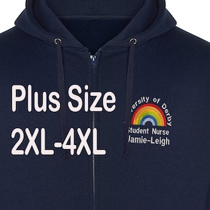 Plus Size NHS Rainbow Zipped Hoodie – Personalized Embroidery, 2XL-4XL image 1