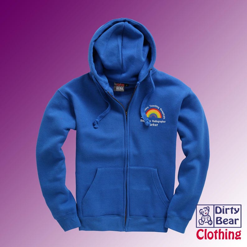Personalized NHS Rainbow Zipped Hoodie, Healthcare Staff Gift-NHS rainbow clothing Blue