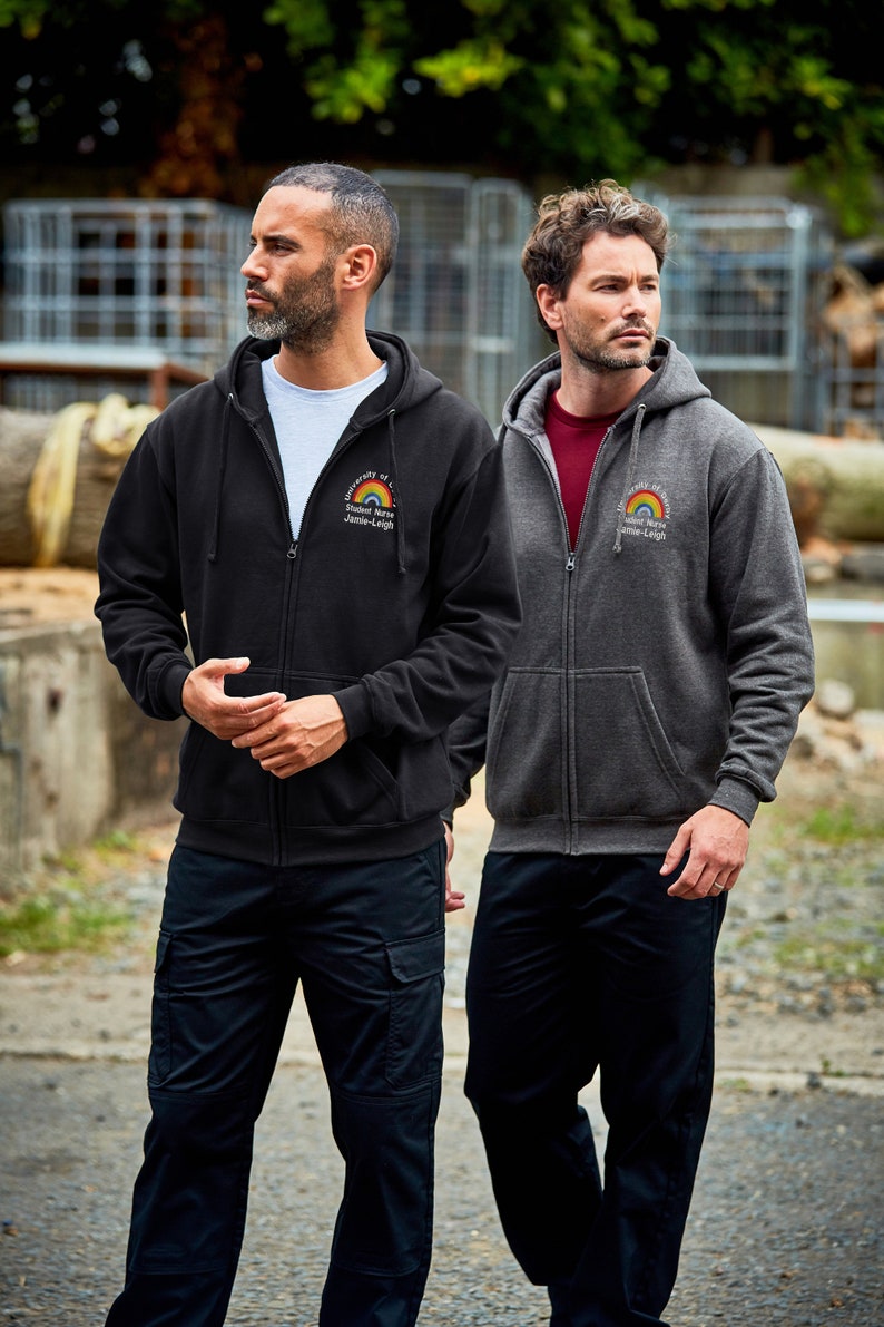 Plus Size NHS Rainbow Zipped Hoodie – Personalized Embroidery, 2XL-4XL image 10