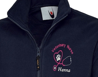 Personalized Vet Nurse Jacket – Stethoscope and Paw Print Embroidery