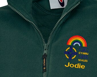 Welsh NHS Fleece Jacket, Personalised Rainbow Jacket, Classic Full Zip Micro GIG Cymru, Personalised, NHS rainbow Classic fleeced Jacket