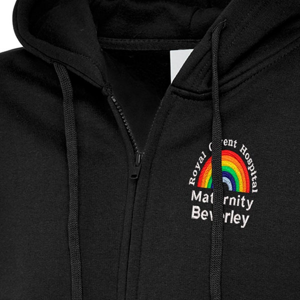 NHS Rainbow Zipped Hoodie, design for NHS Nurses and all NHS staff - Personalised for Healthcare staff - Rainbow design full Zipped Hoodie U