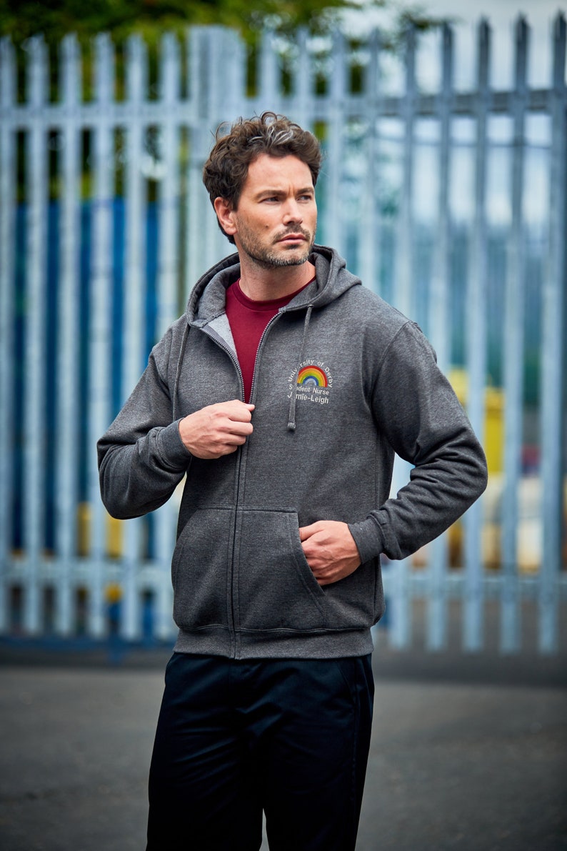 Plus Size NHS Rainbow Zipped Hoodie – Personalized Embroidery, 2XL-4XL image 9