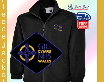 Walisische NHS Fleecejacke, gesticktes Logo, Unisex-Passform