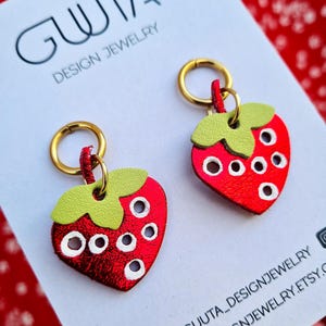 Strawberry Earrings, Playful Cottagecore Fruit Earrings, Summer Berry Earrings, Colorful Summer Statement Earrings, Fun Fruit Earrings