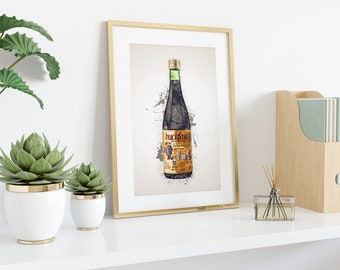 Papier cartonné épais Buckfast Tonic Wine | Cadeau | Décoration d'intérieur | Cuisine maison | Impression éclaboussures | Ecosse Glasgow écossais | Bucky