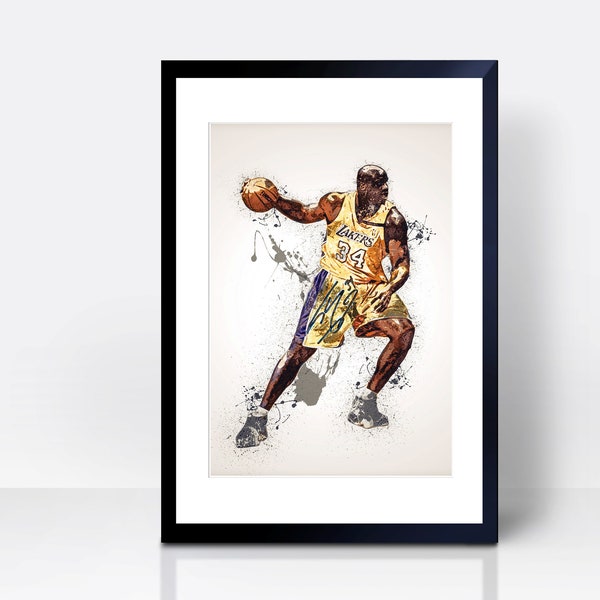 Shaquille O'Neal THICK CARDSTOCK Wall Print | Art | Gift | Home Decor | Kitchen House | Basketball Print Los Angeles American America