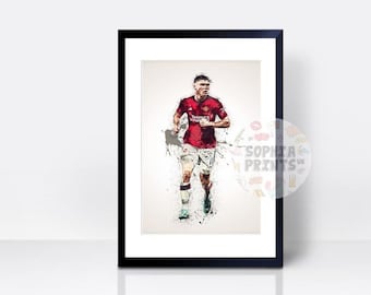 Rasmus Hojlund United THICK CARDSTOCK Wall Print | Poster Art Gift | Home Decor | Kitchen House | England Football Holjund Team Manchester