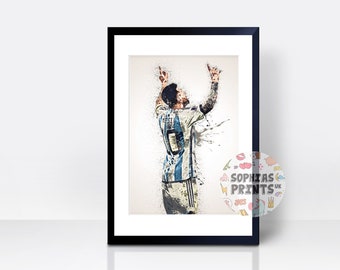 Lionel Messi Argentina THICK CARDSTOCK Wall Print | Wall Art | Gift | Home Decor | Kitchen House | Watercolour | Barcelona Football Design