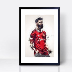 Bruno Fernandes THICK CARDSTOCK Wall Print | Wall Art Gift | Home Decor | Kitchen House | England Football Print Team Manchester Portuguese