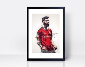 Bruno Fernandes THICK CARDSTOCK Wall Print | Wall Art Gift | Home Decor | Kitchen House | England Football Print Team Manchester Portuguese