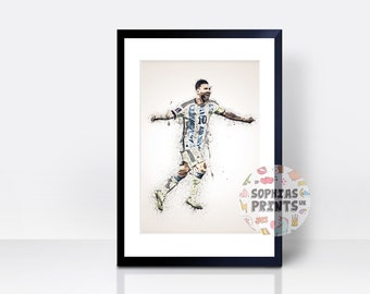Lionel Messi Argentina THICK CARDSTOCK Wall Print | Wall Art | Gift | Home Decor | Kitchen House | Watercolour | Barcelona Football Design