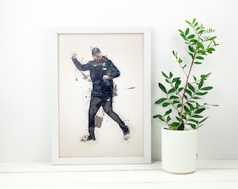 Jurgen Klopp THICK CARDSTOCK Wall Print | Art | Gift | Home Decor | Kitchen House | Watercolour | Liverpool Artwork Design | German