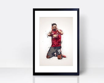 Bruno Fernandes THICK CARDSTOCK Wall Print | Art Gift | Home Decor | Kitchen | Celebration England Football Print Team Manchester Portuguese
