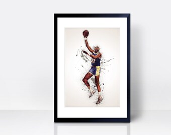 Kareem Abdul-Jabbar Thick Cardstock Wall Print | Art | Gift | Home Decor | Kitchen House | Basketball Bucks Los Angeles American America