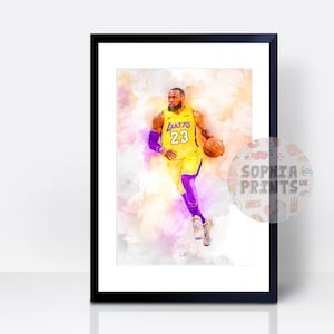 LeBron James THICK CARDSTOCK Watercolour Style Wall Print | Art Gift | Home Decor House | Los Angeles | Basketball NBA American America
