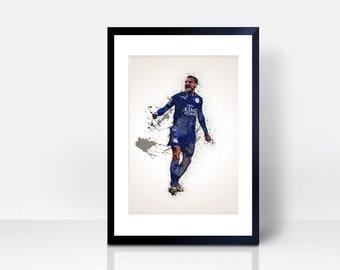 PAPIER CARTONNÉ ÉPAIS Jamie Vardy Leicester Impression murale | Art mural | Cadeau | Décoration d'intérieur | Cuisine maison | Aquarelle | Équipe d'Angleterre de football