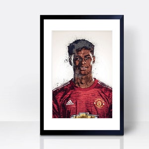 Marcus Rashford THICK CARDSTOCK Wall Print | Art | Gift | Home Decor | Kitchen House | Watercolour | England Football Team Manchester