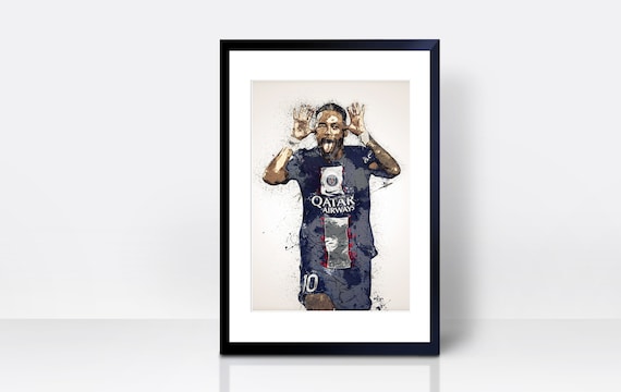 Neymar Jr THICK CARDSTOCK Wall Print | Art | Gift | Home Decor | Kitchen House | Watercolour | Brazil Artwork Design | Paris