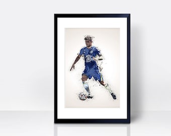 Papier cartonné épais Christian Pulisic, impression murale 2021 | uvres d'art | Cadeau | Décoration d'intérieur | Cuisine maison | Aquarelle de Londres | Équipe de football de Chelsea