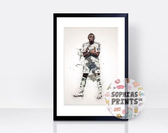 Kylian Mbappe THICK CARDSTOCK Wall Print | Art Gift | Home Decor Kitchen House | Watercolour Football Print Spanish Artwork Design | Madrid