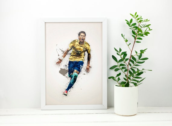 Neymar Jr Brazil THICK CARDSTOCK Wall Print | Art | Gift | Home Decor | Kitchen House | Watercolour | Brazil Artwork Design | Paris