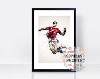 Benjamin Sesko United THICK CARDSTOCK Wall Print | House Art | Gift | Home Decor | Kitchen House | England Football Team Manchester