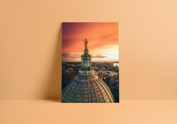 Madison WI Capitol Dome Sunset Photo, Wisconsin Poster