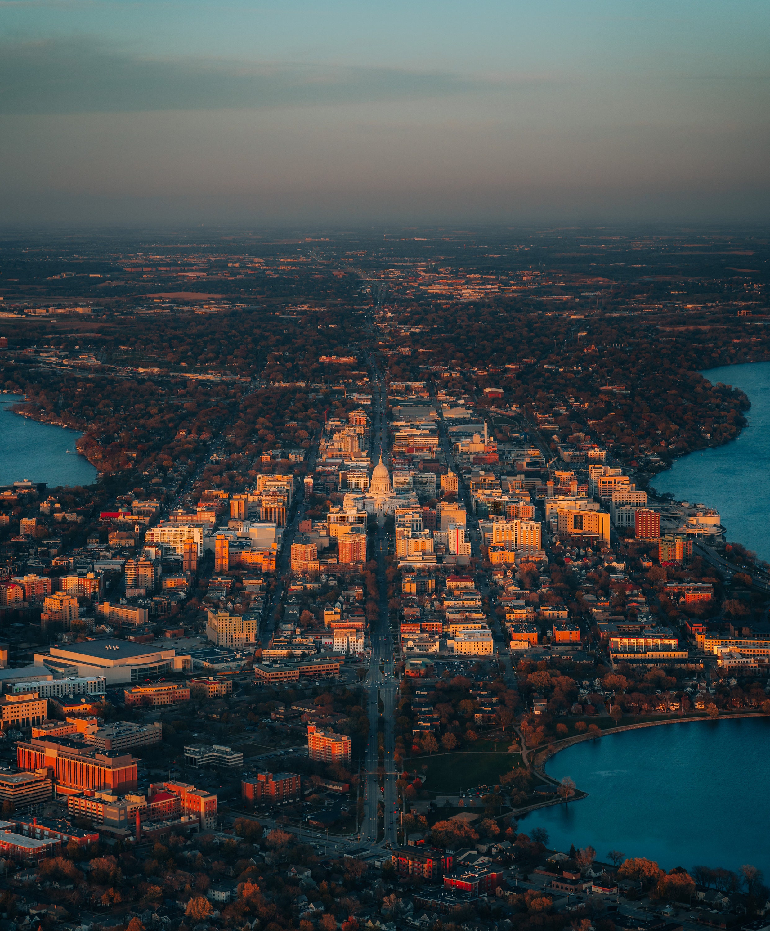 Madison Wisconsin Isthmus During Sunset vertical Version Etsy
