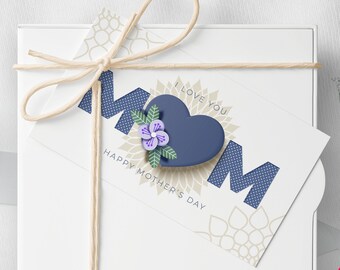 PRINTABLE Mother's Day Gift Tag Card | Gift Tag for Mom | Blue Gift Tag | Floral Gift Tag | Best Mom Ever | Instant Download