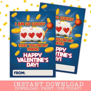 AFDRUKBARE klas Valentijnsdag slotmachine Casino cadeaukaartje kaart | Digitale Valentijnsdag | Vriend PTA Docent | Directe download