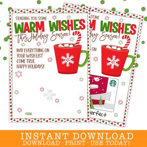 DRUCKBAR Senden Sie warme Wünsche Weihnachtsgeschenk Kartenhalter Tag Box | Familie Freund Kinder Schule Lehrer Mitarbeiter Nachbar Urlaub