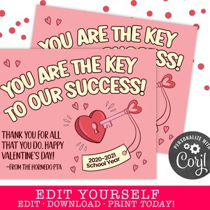 DRUCKBAR Klassenzimmer Valentines Schlüssel zu unserem Erfolg Valentinstag bearbeitbares Tag | Freund Lehrer Schule Mitarbeiter Mitarbeiter | Corjl selber bearbeiten