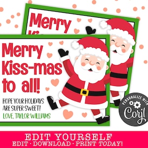 PRINTABLE Merry Kiss-mas to All Christmas Editable Gift Tag for HERSHEY ...