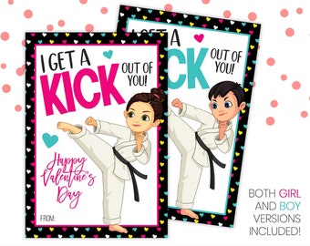PRINTABLE Classroom Valentines Karate Taekwondo Jiu Jitsu Gift Tag Card | Digital Valentines | Friend PTA Teacher | Instant Download