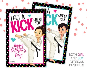 PRINTABLE Classroom Karate Taekwondo Jiujitsu Gift Tag Card | Birthday Favor Tag | Friend PTA Teacher | Instant Download