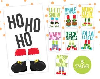 PRINTABLE Cute Christmas Shoes Gift Tags | Set of 8  | Instant Download | Gift Exchange Friend Teacher School Staff Holiday Babysitter