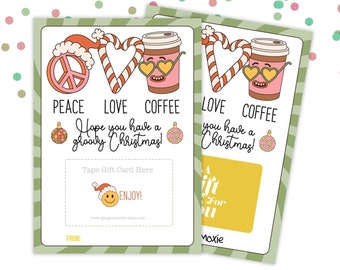PRINTABLE Peace Love and Coffee Gift Card Holder Box | Family Friend Kids School Teacher Co-Worker Neighbor Babysitter Holiday