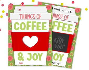 PRINTABLE Tidings of Coffee & Joy Christmas Gift Card Holder Box | Family Friend Kids School Teacher Co-Worker Neighbor Holiday