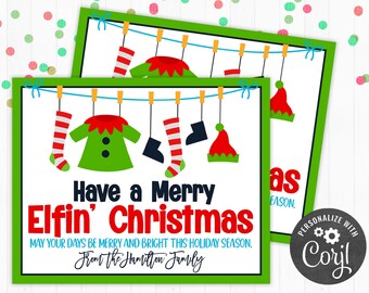 PRINTABLE Have a Merry Elfin' Christmas Editable Gift Tag | Friend Family Coworker Teacher School Staff Elf Lovers | Corjl Edit Yourself