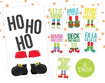 PRINTABLE Cute Christmas Feet Gift Tags | Set of 8  | Instant Download | Gift Exchange Friend Teacher School Staff Holiday
