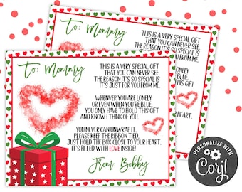 PRINTABLE Nothing Box Filled with Love Editable Christmas Gift Tag | Family Friend Kids Holiday | Corjl Edit Yourself