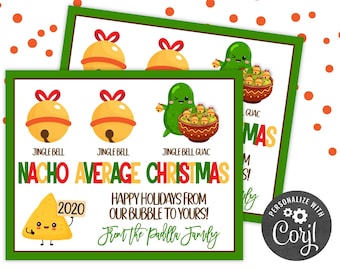 PRINTABLE Christmas Gift Tag Nacho Average Christmas Jingle Bell Guac | Family Friend Kids Teacher Co-Worker Neighbor | Corjl Edit Yourself