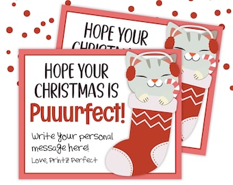 PRINTABLE Hope your Christmas is Puuurfect Gift Tag | Cat Christmas Gift Tag | Gift Exchange Teacher School Staff Holiday | Instant Download