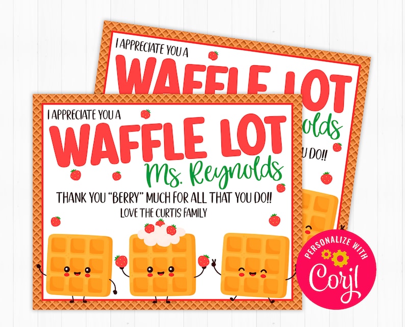 A Waffle Lot Teacher Thank You Appreciation Gift Tag Virtual Etsy