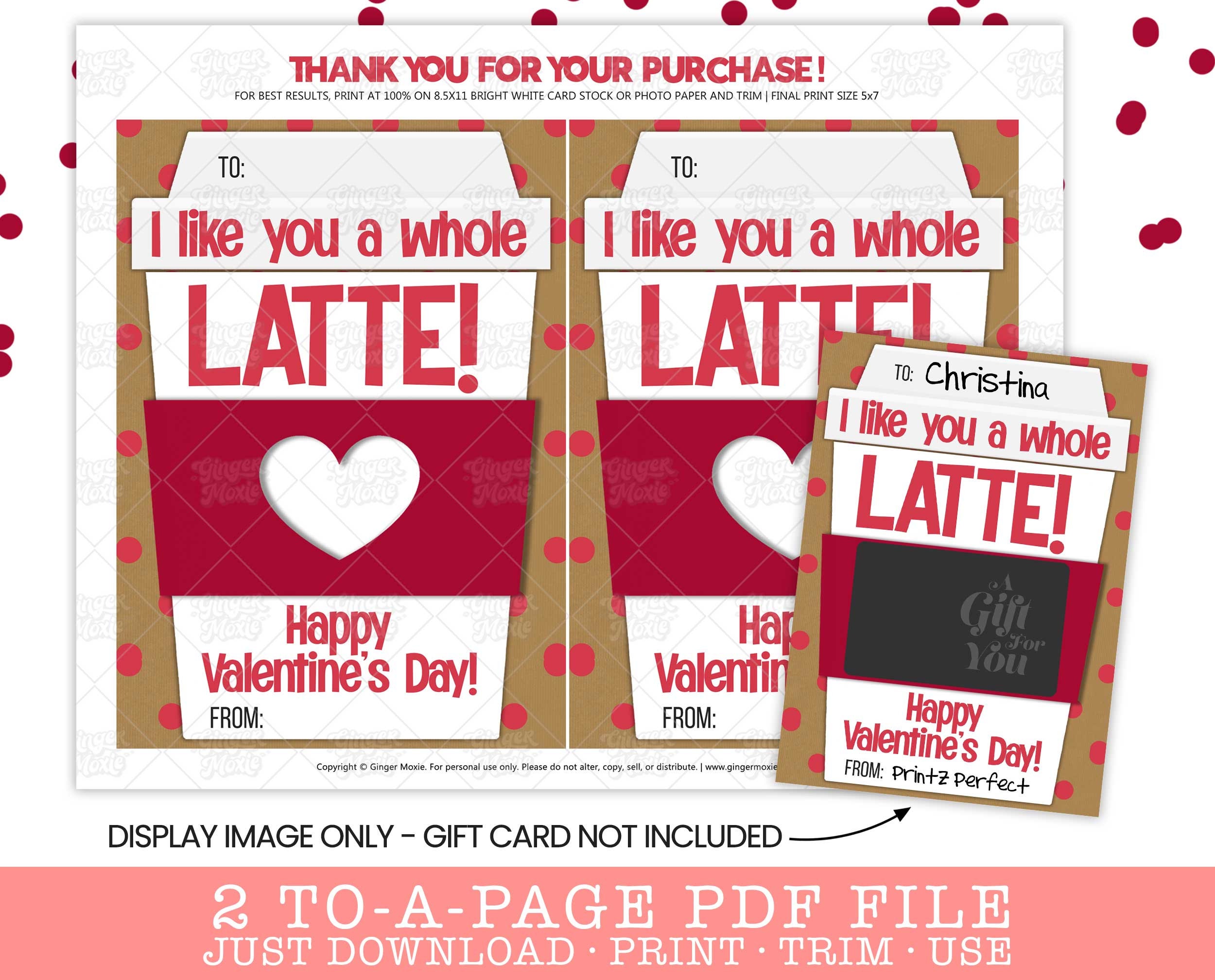 PRINTABLE Valentine I Like You a Latte Coffee Gift Card Holder Box ...