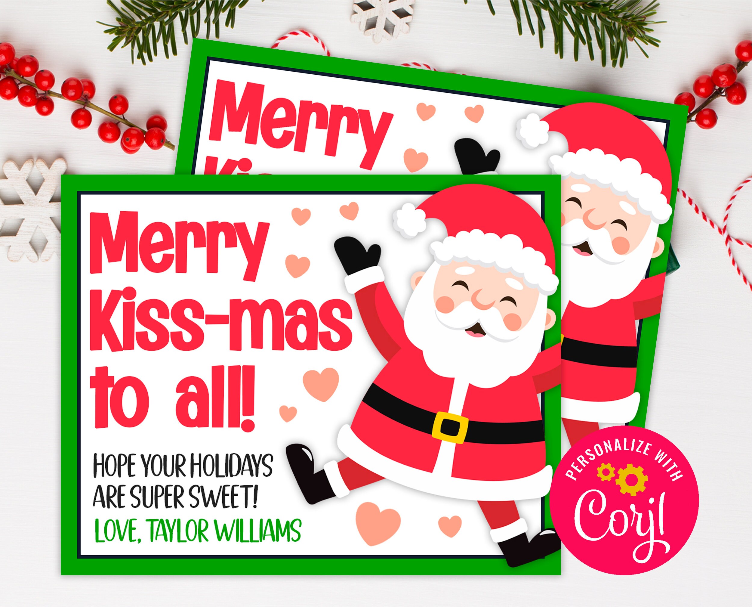 PRINTABLE Merry Kiss-mas to All Christmas Editable Gift Tag | Etsy