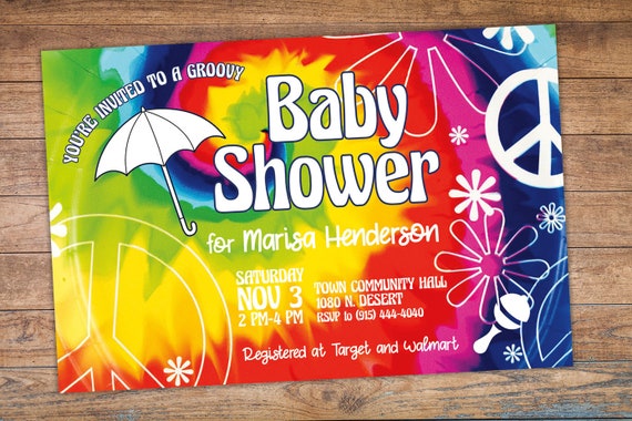 tie dye baby shower invitations